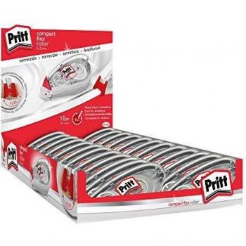 Pritt Roller Compact, corrector roller para tapar errores, correctores de bolígrafo y textos impresos, versátil corrector blanco para frases y letras, 24 x
