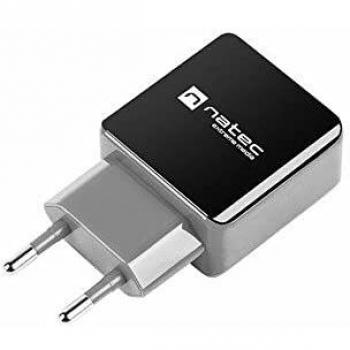 Cargador NATEC 2XUSB 2.1A 110 240V Negro Gris