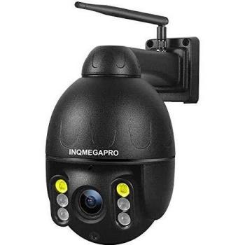 INQMEGAPRO 1080P PTZ Dome Cámara de Vigilancia Inalámbrica IP66 Impermeable Cámara de Seguridad, Colorido Visión Nocturna, Audio Bidireccional, Detection