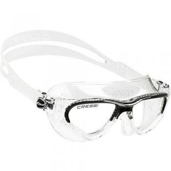 Máscara de natación Cressi Cobra, características: diseño hidrodinámico, lentes de policarbonato antiempañante, sellos de silicona suave para mayor comodidad, correa ajustable y protección UV