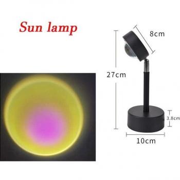 Proyector LED de Luz de Sol Arcoíris Rojo USB para Decoración de Pared y Escritorio en Dormitorio, Bar y Cafetería