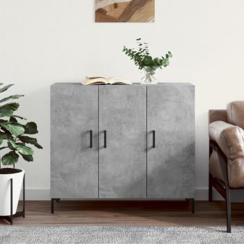 Aparador de madera de ingeniería 90x34x80 cm en color gris hormigón, mueble de almacenaje para salón, buffet, armario auxiliar y armario de almacenamiento