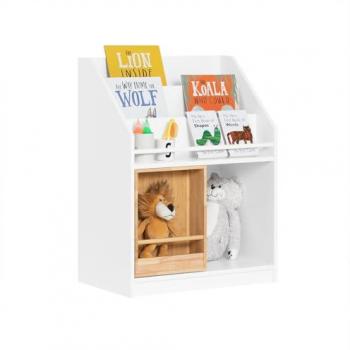 Librería Infantil Blanca con 3 Estanterías y 2 Compartimentos, 63 x 35 x 80 cm KMB98-W