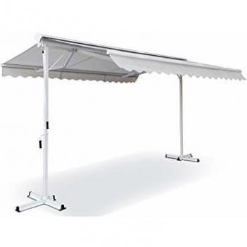 Toldo a dos aguas con caja de 3 x 4 m en aluminio crudo
