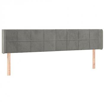 Cabecero con LED de terciopelo gris claro 183x16x78/88 cm
