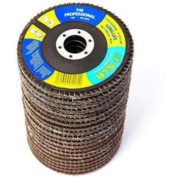 S&R 20 Disco de Láminas 115 mm para Madera y Metal. 5 discos cada grano : P40/60/80/120. Disco abrasivos para amoladora angular