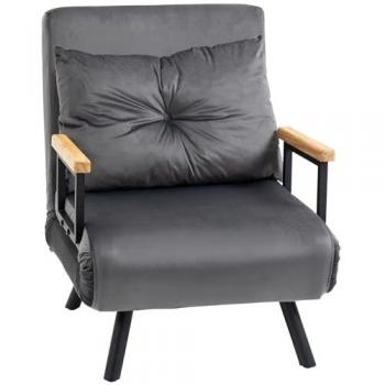 HOMCOM Sofá Cama Individual Plegable Silla Cama Convertible 3 en 1 con Respaldo Ajustable de 5 Niveles y Almohada Acolchada para Oficina Dormitorio Salón Carga