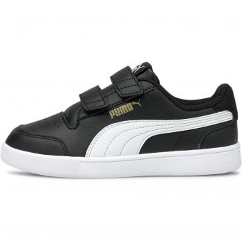 Puma Shuffle V Kids' Sneakers - Black/White/Gold, Velcro Closure, Unisex
