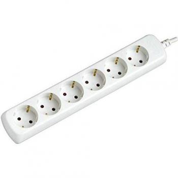SILVER ELECTRONICS 9626 Regleta Tomas sin Interruptor, blanco, 6 enchufes / 1,5 metros