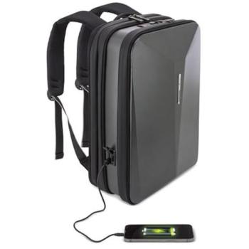Mochila Antirobo Semirrígida Expandible ROME con Entrada USB y Bolsillo Acolchado para Portátil de hasta 15.6' - Apertura 180º y Cierre de Seguridad
