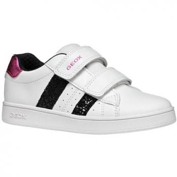 Zapatillas Geox Eclyper Niña Blancas/Negras con Paillettes y Velcro Talla 33
