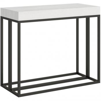 Consola extensible 90x40/300 cm Estructura Vintage Fresno Blanco Anthracita