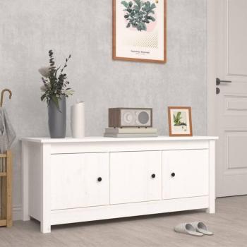 Zapatero de madera maciza de pino blanco 110x38x45,5 cm
