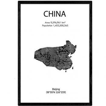Póster A3 de China: Láminas de Países y Continentes del Mundo