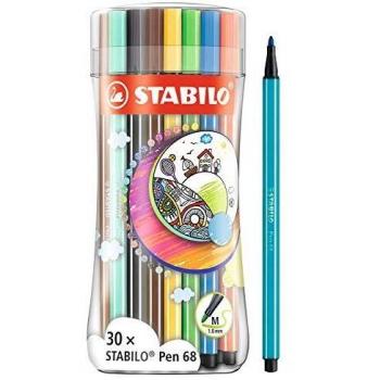 STABILO Pen 68 Rotulador Punta Media Estuche de 30 Colores Sleeve Pack - 6830-4