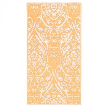 Alfombra de exterior PP naranja y blanco 120x180 cm