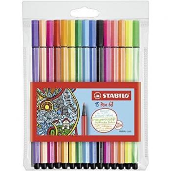 Rotulador premium STABILO Pen 68 - Estuche con 15 colores