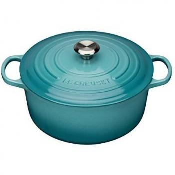 Le Creuset Signature Enamelled Cast Iron Round Casserole Dish With Lid, 24 cm, 4.2 Litres, Teal, 211772417