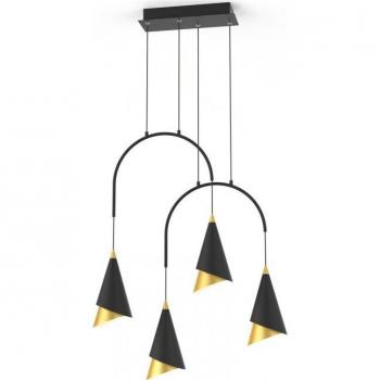 Lámpara colgante moderna Raalto Negro, dorado - Colgante LED moderno con luz blanca cálida de 3000K y 588lm