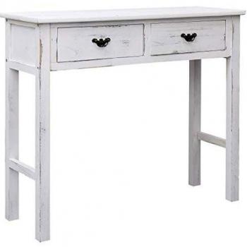 vidaXL Mesa Consola Madera Mobiliario y Decoración Mesa Auxiliar Aparador Moderna Elegante Práctica Duradera Robusta Blanca Antigua 90x30x77cm