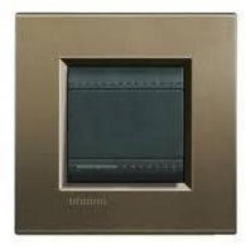 Placa embellecedora cuadrada 2 módulos LivingLight BTicino color gris metálico