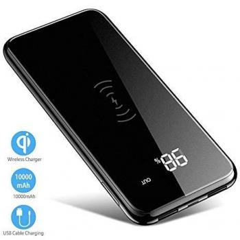 Wireless Power Bank,2 in 1 Kabellos Qi-Ladegerät und 10000mAh Powerbank für Samsung Galaxy Note 8/S8/S8 Plus/iPhone 8/8 Plus/X und alle Qi-fähigen Geräte Andere Micro-USB-Geräte