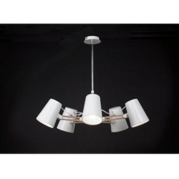 Lámpara Colgante Looker 5 Luces E27 Blanco y Madera