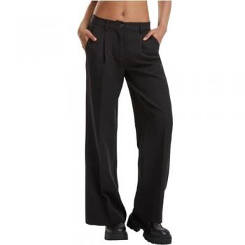 Urban Classics Ladies Wide Leg Trousers Cloth Trousers Black