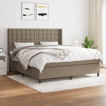 Cama box spring Tortorra 180x200 cm con colchón en tela gris taupe