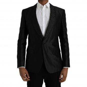 Dolce & Gabbana Black MARTINI Single Breasted Coat Blazer - IT48 | M, Formal Blazers, male, Size: M Silk Blend One-Button Blazer