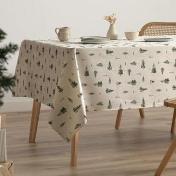 Mantel Navidad Impermeable Antimanchas Algodón Tacto Tela Rectangular 160x300 cm