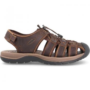 Sandalias de Hombre PAREDES S AMPURDAN MARRON OSCURO, hechas en piel, con cordón elástico para ajustar, modelo para senderismo dificultad media-baja