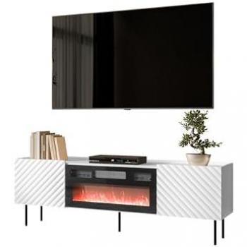Mueble TV Charlotte U106 Blanco con Dimensiones 181x59x40cm y Opcional de Chimenea Eléctrica