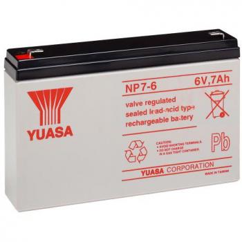 Batería Yuasa NP7-6 AGM 6V 7Ah con terminales Faston de 4.8mm (151x34x98 mm)