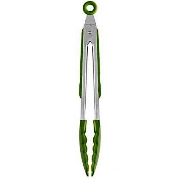 BRA Prior Pinza de Cocina Apta para el Contacto con los Alimentos, Acero Inoxidable, Verde, 28.5 cm