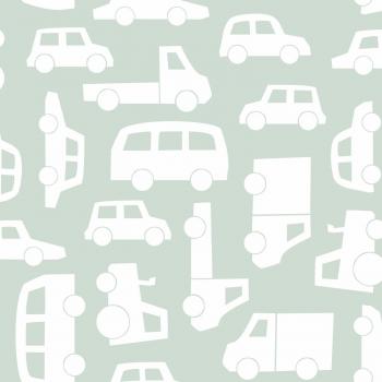 Papel Pintado Infantil de Coches Mint Verde - 0,53 x 10,05 m - Estahome