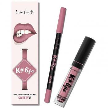 Lovely Set K Lips 1 Perfilador de Labios + Labial Líquido