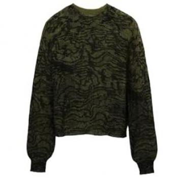 Jersey de mujer Desigual Brampton cuello redondo y print arty, Sudadera de Punto Plano, Color Verde, Talla XS