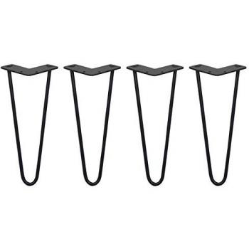 SKISKI LEGS - 4 Patas Horquilla para Mesa 30,5cm 2 Dientes de Acero Negro Espesor 10mm