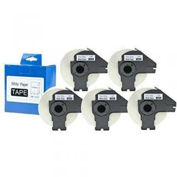 5 rollos DK-11201 - Etiquetas de correo Compatible color blanco Cinta para impresoras Brother QL-570 QL-580N QL-720NW - 29 mm x 90 m - 400 piezas / 400 etiquetas
