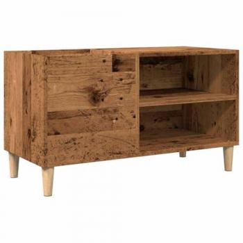Mueble para Discos de Madera Ingeniería Envejecida 84,5x38x48 cm, Armario de Almacenaje de Discos, Mueble para Tocadiscos