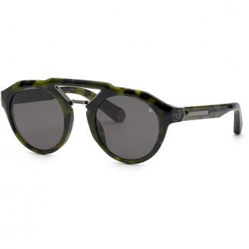 Philipp Plein Men's Aviator Sunglasses SPP045M50092I - Shiny Green Havana, One Size