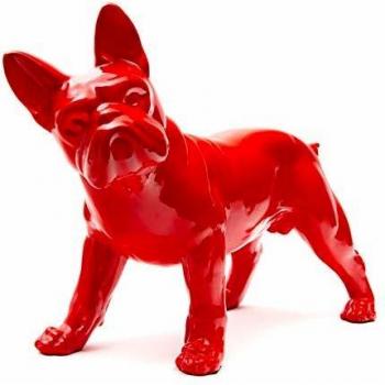 Figura Decorativa Perro Boston Terrier Kuatéh de Poliresina 43x19x32 cm Roja