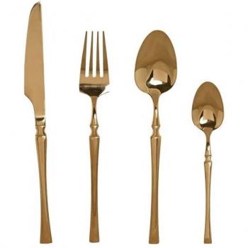 Cubertería Home ESPRIT Dorado Acero Inoxidable 16 Piezas