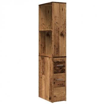 Armario de baño estrecho con ruedas madera envejecida