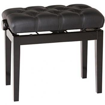 K&M 13981 Piano Bench with Quilted Leather Seat Cushion, Black Glossy
