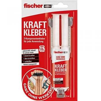 fischer Pegamento fuerte de 2 componentes transparente, adhesivo universal para cualquier aplicación, para interior y exterior, ayudante de reparación fiable de 25 ml, 545865