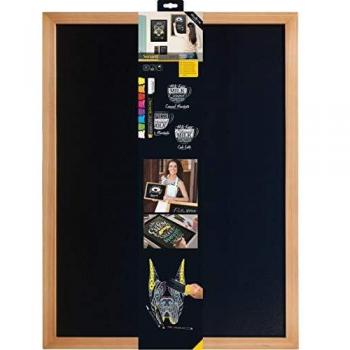 Pizarra de Pared Securit Woody 60x80 cm con Marco de Madera de Teca y Marcador de Tiza