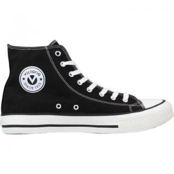 Victoria TRIBU BOTIN LONA Deportivas Planas niño Negro - Zapatillas de lona abotinadas para niños con puntera de goma, color negro