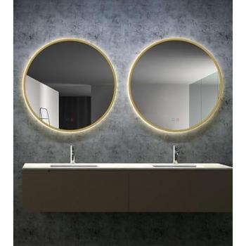 Espejo redondo retroiluminado con marco de aluminio color oro cepillado 60 Ø Ledimex